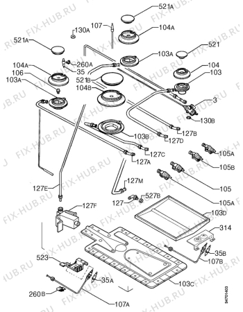 Взрыв-схема плиты (духовки) Privileg 029.255 7/7412 - Схема узла Functional parts 267